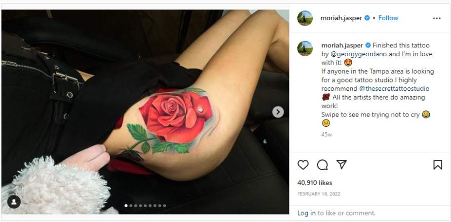 Moriah Plath's hip tattoo.